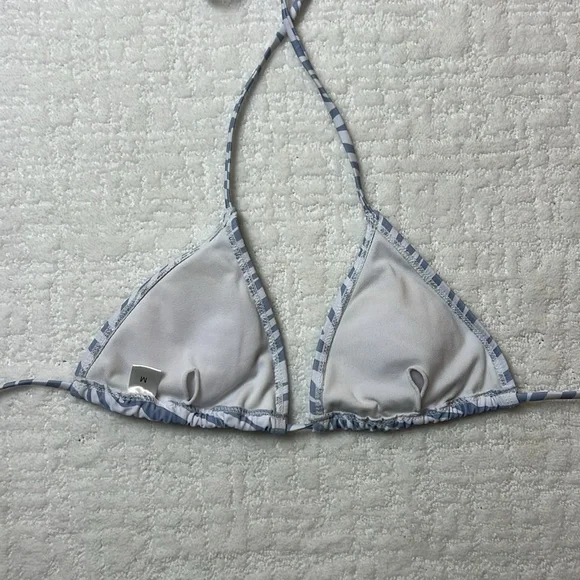 Zebra Print Periwinkle Purple White Triangle String Bikini Top Padded M - Picture 3 of 5